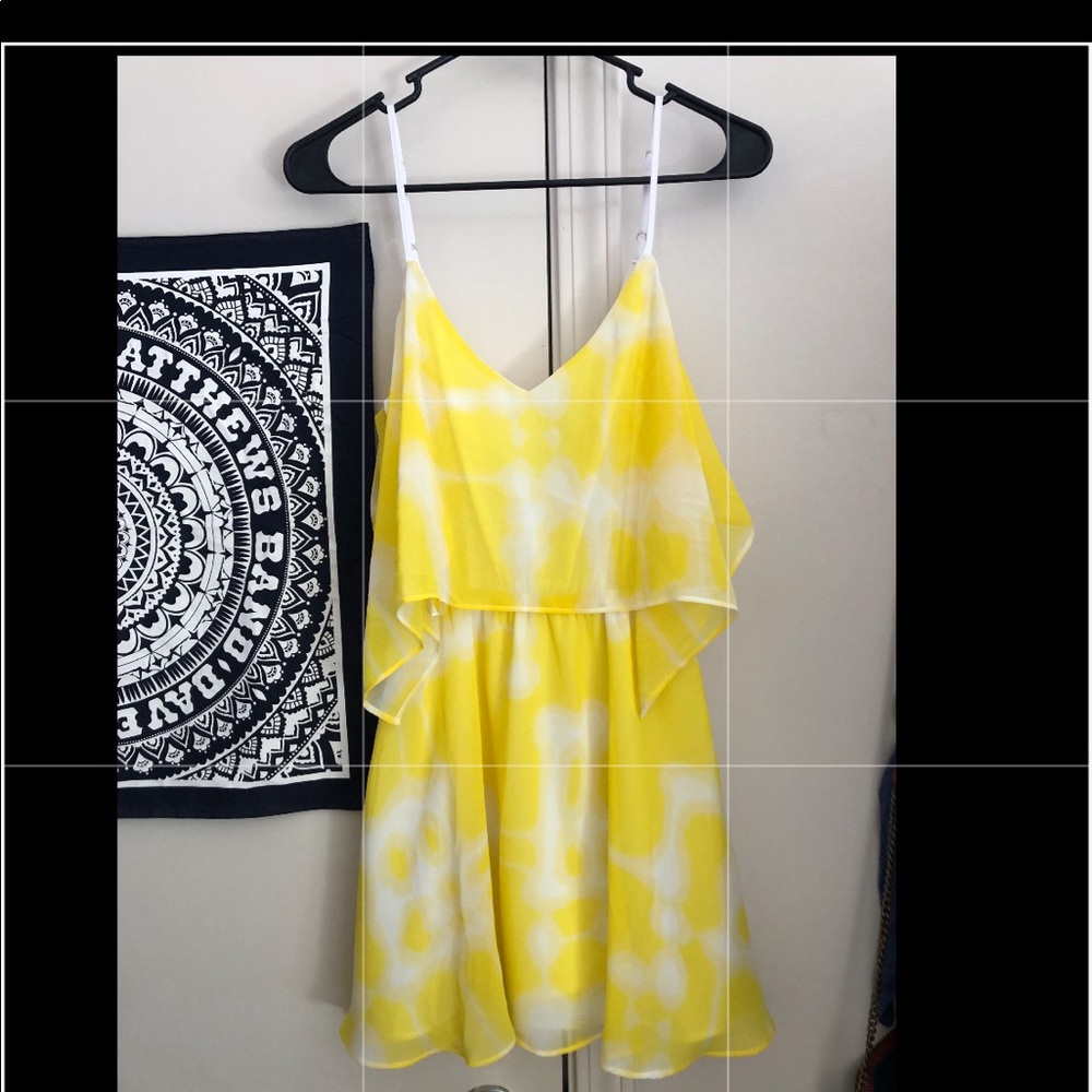 BCBG yellow and white spaghetti strap dress